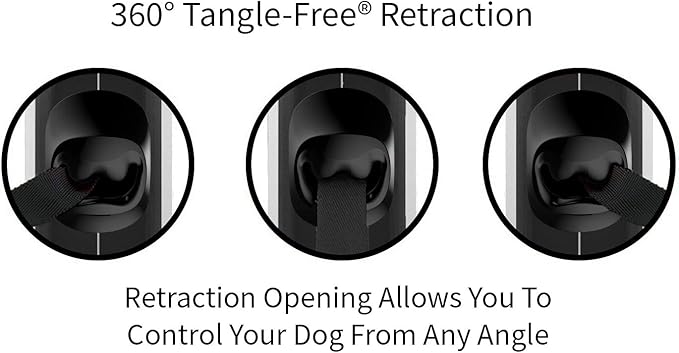 TUG 360° Tangle-Free Retractable Dog Leash with Anti-Slip Handle | 16 ft Strong Nylon Tape | One-Handed Brake, Pause, Lock (Medium, Blue) TUG
