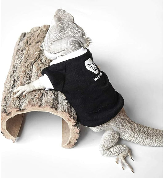 WATFOON Lizard Clothes Bearded Dragon Sweater Winter Thermal Crew Neck Shirt Warm Coat Hoodies Costume Soft Touching for Leopard Reptile Gecko Anole Amphibians Apparel Cold Weather (L, Black White) WATFOONpets