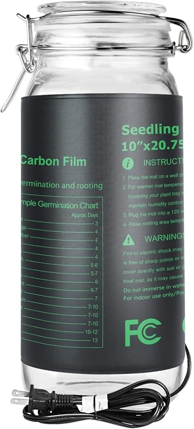 iPower 2 Pack 10" x 20.75" Seeding Heat Mat with Thermostat Temperature Adjustable Knob Durable Warm Hydroponic Plant Germination Starting Pad, Black iPower