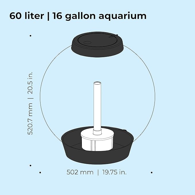biOrb Classic 60 Acrylic 16-Gallon Aquarium with Multi-Color Remote-Controlled LED Lights Modern Tank for Tabletop Display, Black biOrb