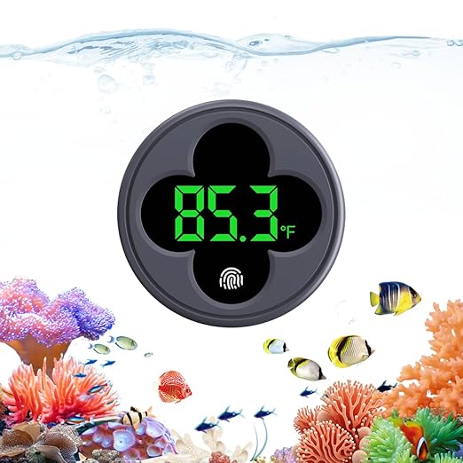 Aquarium Thermometer Digital, LED Fish Tank Thermometer Wireless Accurate Temperature Gauge to ±0.9℉, Aquarium Accessories for Fish Tank, Betta, Axolotl Tank or Aquatic, Replaceable Battery PAIZOO
