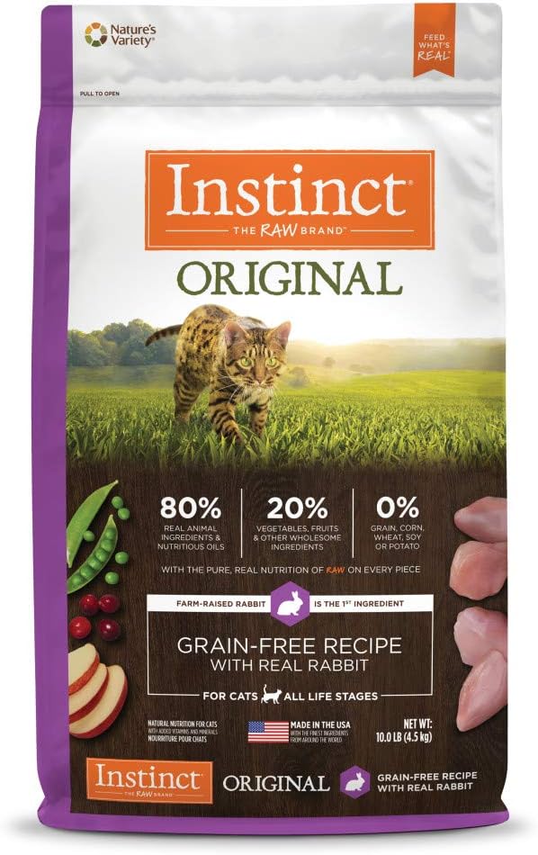 Instinct Original Grain Free Recipe with Real Rabbit Natural Dry Cat Food, 10 lb. Bag - PAWPICO