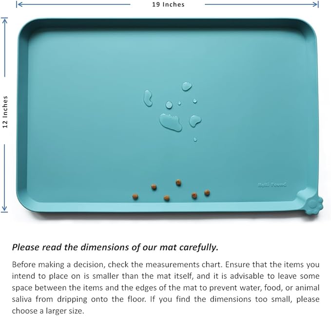 Hoki Found Silicone Pet Food Mats Tray - Non Slip Pet Dog Cat Bowl Mats Placemat - Dog Pet Cat Feeding Mat - Waterproof Dog Cat Food Mats -Pet Water Mats for Carpet -Glacier - PAWPICO