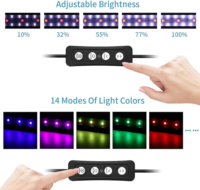 Clip On Aquarium Lights, Aquarium Led Clip Light for Fish Tank Freshwater Fish Tank Light Adjustable Timer Brightness for Planted Tank Naiveferry