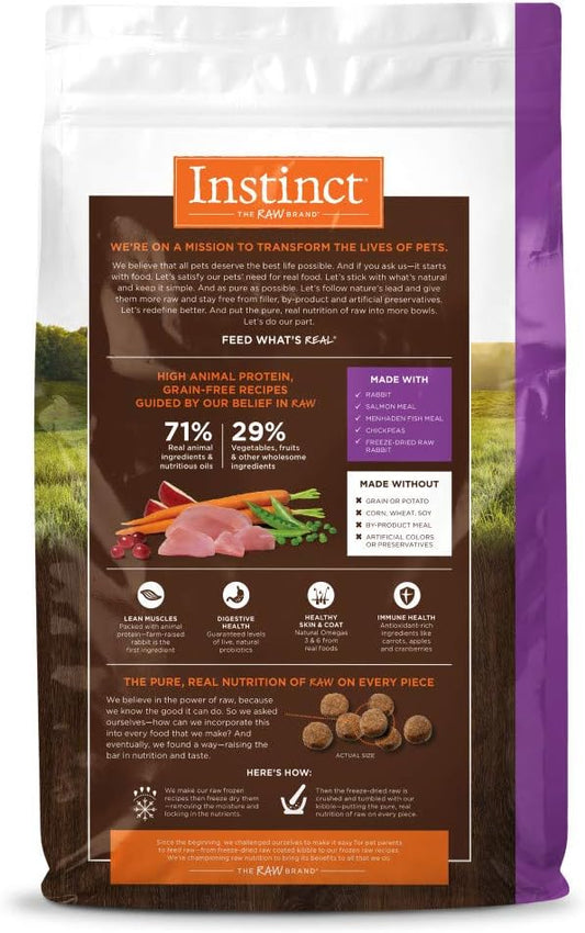 Instinct Dog Food, Grain Free Dog Food Dry, High Protein, Raw Coated Dog Food, Dog Kibble, Original Real Rabbit, 20 lb. Bag - PAWPICO
