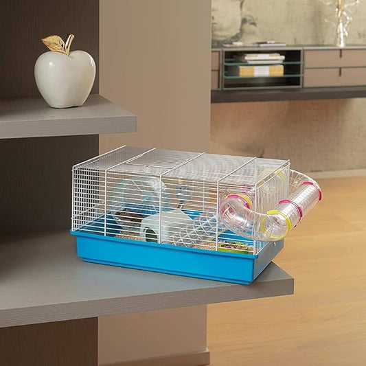 Ferplast Paula Small Hamster Cage | Fun & Interactive Cage Measures Measures 18.11L x 11.61W x 9.6H & Includes All Accessories Ferplast