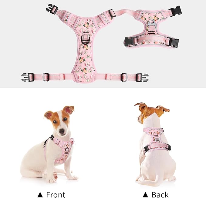 Timos Dog Harness, No-Pull Pet Harness with 2 Leash Clips, Adjustable Soft Padded Dog Vest, Reflective Outdoor Pet Oxford Vest with Easy Control Handle Timos