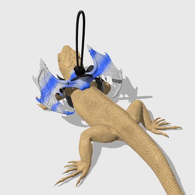 Bearded Dragon Leash and Harness Set, Bearded Dragon Leash with Wings Silicone,Stylish and Colorful Design,Deal for Amphibians and Other Small Pet Animals (Grey and Blue Gradient) Enrichoice