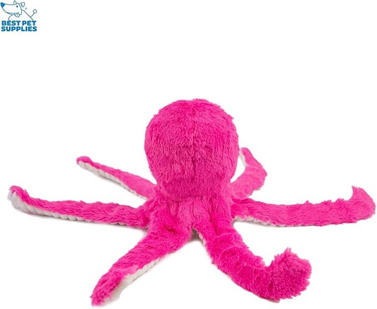 Best Pet Supplies OctoMutant Crinkle Plush Dog Toys for Interactive Play, Puppy and Senior Indoor Play, Colorful Octopus Toy Shape, Soft Head Stuffing, Cute and Cuddly - Fuchsia - PAWPICO