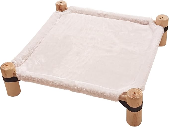 Cat/Dog Bed,Wooden Pet Hammock Bed,Elevated Breathable Dog Bed, Detachable Portable Indoor/Outdoor Cat Beds&Furniture,Suitable for Kitty,Puppy,Bunny and Small Animal(Pink) - PAWPICO