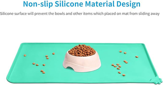 AUDWUD Silicone Waterproof Dog Cat Pet Feeding Mats,Anti Slip Pet Bowl Mats,Pet Feeding Mat,21" x 15" - PAWPICO
