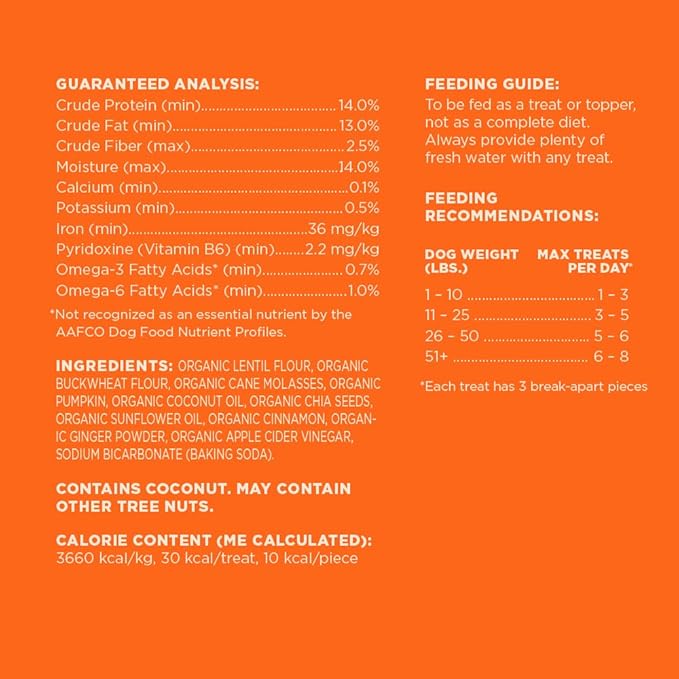 Amazon Brand - Wag Expedition Human Grade Organic Biscuits Dog Treats, Non-GMO, Gluten Free, Pumpkin & Chia Seed, 10oz (Pack of 2) - PAWPICO