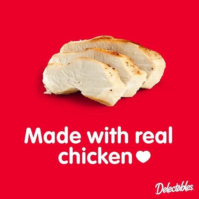 Delectables Squeeze Up Creamy Squeezable Puree, Lickable Wet Cat Treats, Grain Free, No Added Fillers, No By-Products, No Added Preservatives, 0.5 Ounces Tube Chicken Flavor, 32 Tubes Total Hartz