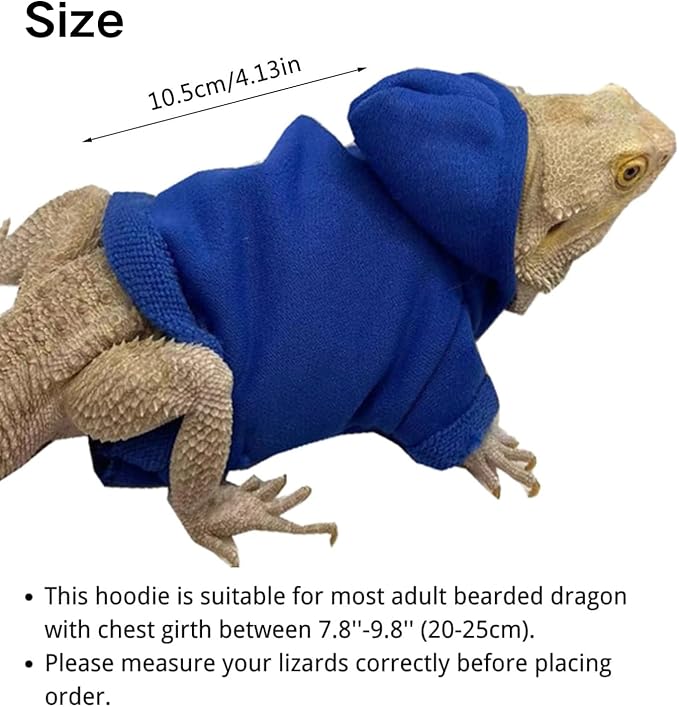 Lizards Clothes for Bearded Dragon - Handmade Cotton Hoodies Warm Sweater Coat Reptiles Apparel Costume Skin Protection Photo for Lizard Bearded Dragon Crested Gecko Chameleon (White,Large) SEZDEKI