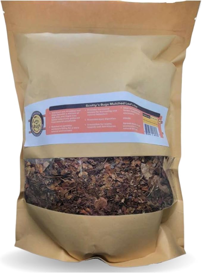 SCOTTY'S BUGS Mulched Leaf Litter for Reptiles, Isopods & Snails, Isopod Substrate, Terrarium Bedding, Organic Leaves from Natural Woodlands, 12-Ounce Pack SCOTTY%27S+BUGS