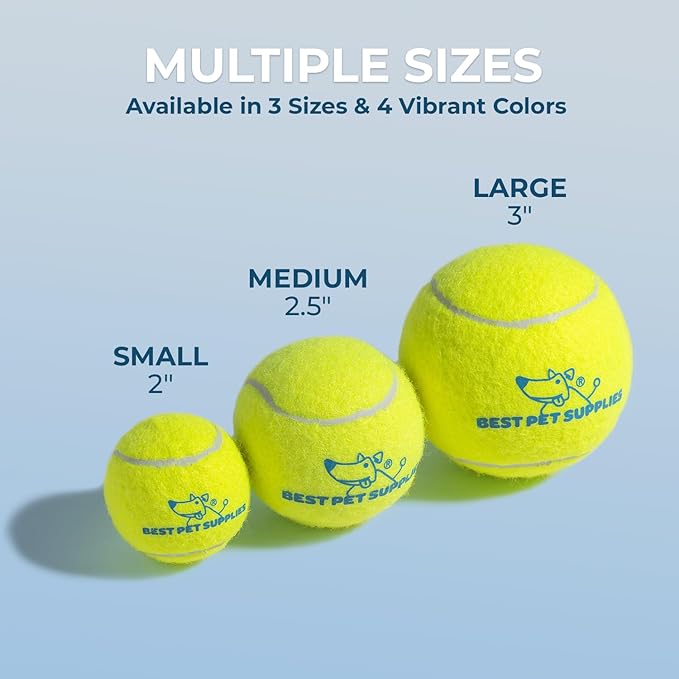 Best Pet Supplies Squeaky Tennis Toys for Dogs, 4-Pack, Heavy-Duty Interactive Pet Toys for Throwing and Fetching, Supports Exercise and Natural Behavior Training, Durable - Small - PAWPICO