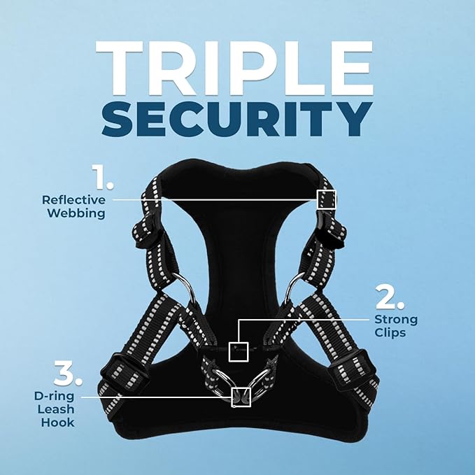 Best Pet Supplies Voyager Adjustable Dog Vest Harness Breathable No Pull Harness for Small, Medium, Large Dogs, Heavy Duty Harness for Walking, Jogging, Easy Step-In, Reflective Stripes - (Black), XL BestPetSuppliesLLC