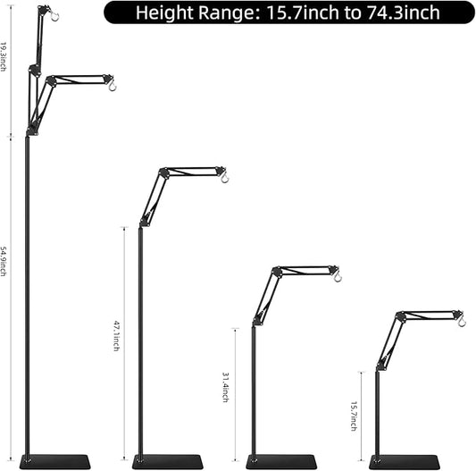 Reptile Heat Lamp Stand Reptile Light Stand with 360° Swing Arm, Height Adjustable (15.7inch to 74.3inch) Reptile Lamp Stand for Terrarium Light Fixture and Heat Lamp Holder DXOPHIEX
