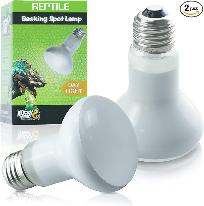 LUCKY HERP 2 Pack 50W Reptile Heat Lamp Bulb (2nd Gen), Amphibian Basking Light Bulb, Reptile Daylight Bulb for Turtle, Bearded Dragon, Lizard Heating Use LUCKYHERP