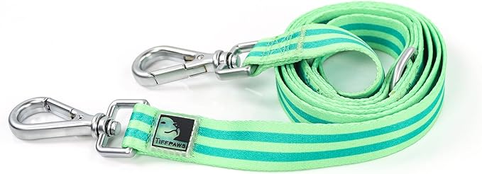 Striped Dog Harness Collar and Leash Set, Polyester Webbing Dog Collar Easy Walking and Training Dog Harness and Leash 3-in-1 Suit Adjustable Dog Harness Collar Leash Set for Dogs(Green, M) Tiffpaws