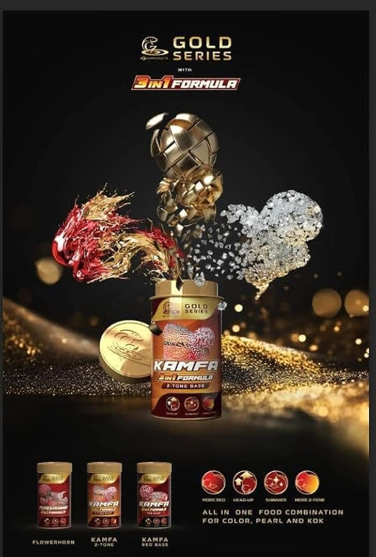 CZ 3in1 Formula Flowerhorn Fish Food, New Version, 2 Tones, 3.5 oz (100g), High Potency Fish Oil Supplement PAWPICO