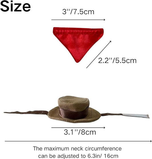 Bearded Dragon Cowboy Costume - Adjustable Lizard Cowboy Hat and Bandana Scarf Reptile Halloween Costume Photo Props for Gecko Chameleon Amphibians Ferret Hamster (Brown) SEZDEKI