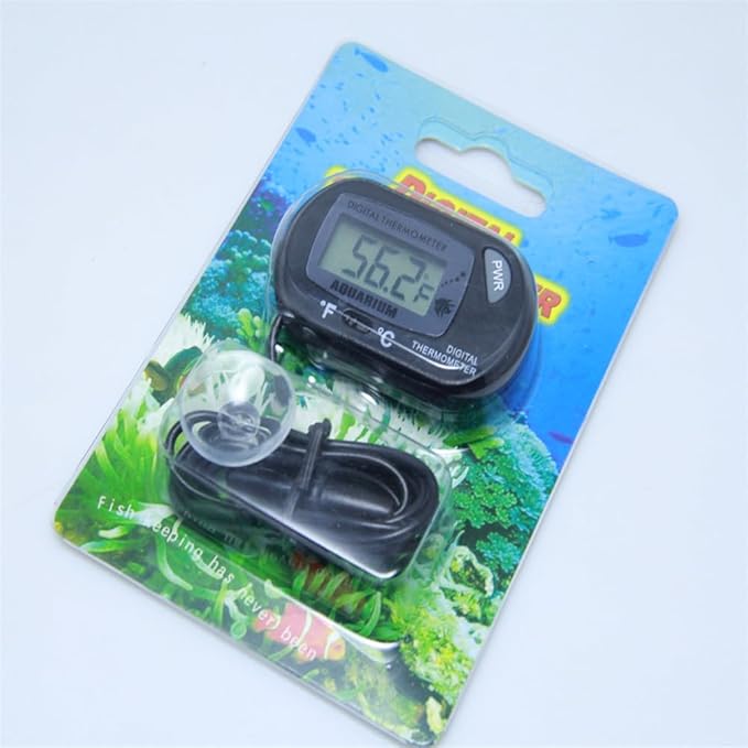 MQ Reptile Terrarium Heat Pad with LCD Digital Aquarium Thermometer, 5.5 x 6in Power Adjustment Under Tank Heater Mat for Pets, Small Animals, Seedling, 5W MQ