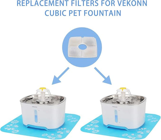 Elliptical Cat Water Fountain Filter, 6 Filters Pack for Stainless Steel Top Elliptical Pet Fountain, 4 Carbon Filters and 2 Sponge Filters - PAWPICO