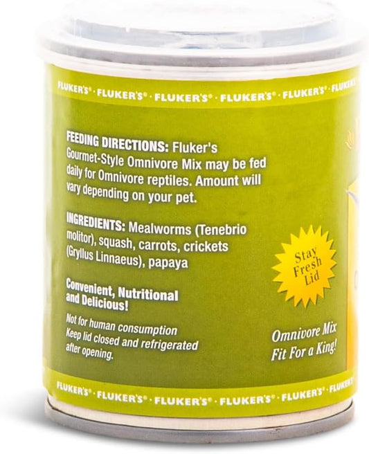 Fluker's Gourmet Canned Food for Reptiles, Fish, Birds and Small Animals, Omnivore Mix 1.2 oz Flukers