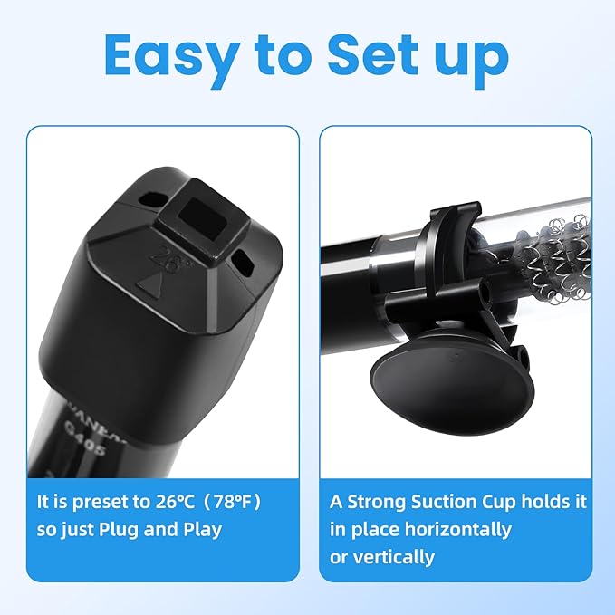 AQUANEAT Aquarium Heater, 25W Small Betta Fish Tank Heater, Mini Preset Water Thermostat with a Thermometer Aquaneat