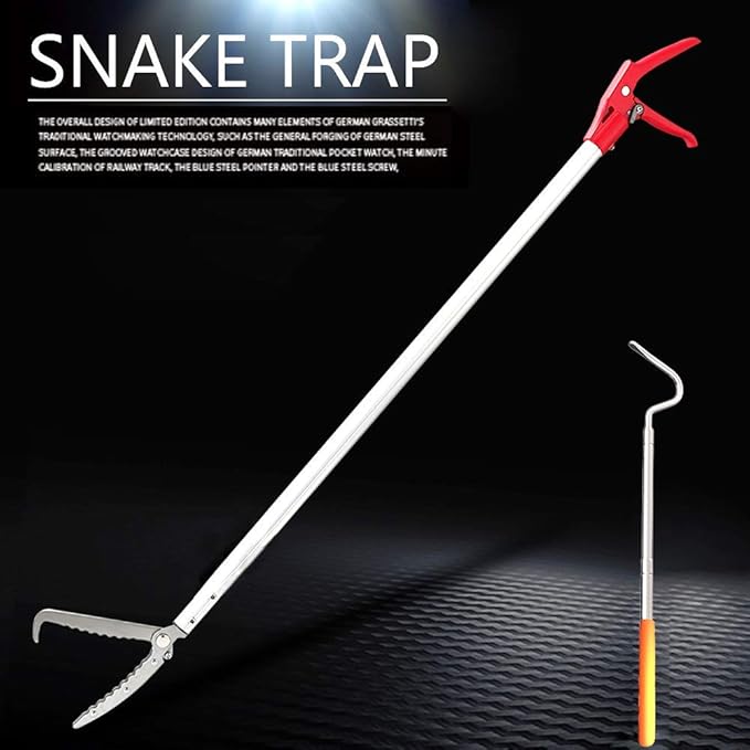 Snake Tong Rattle Snake Reptile Catcher Grabber,with Wide Jaw and Comfortable Grip Handle, Handling Tool Equipped with Snake Hook and Bagging,More Professional PAWPICO