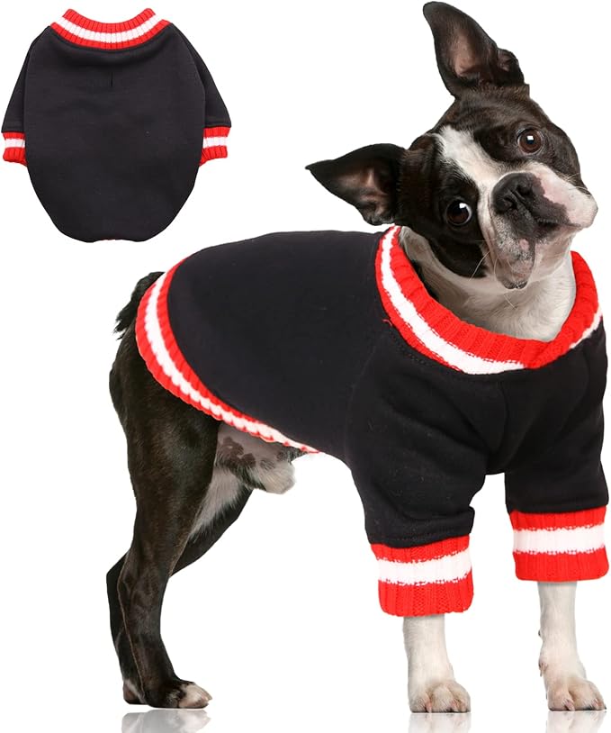 FUAMEY Dog Pullover Sweatshirt,Dog Winter Sweaters Warm Dog Clothes Dog Vest Thick Puppy Pullover Soft Pet Fleece Sweater Cute Doggie Boy Girl Outfit for Small Medium Dogs Black XL - PAWPICO
