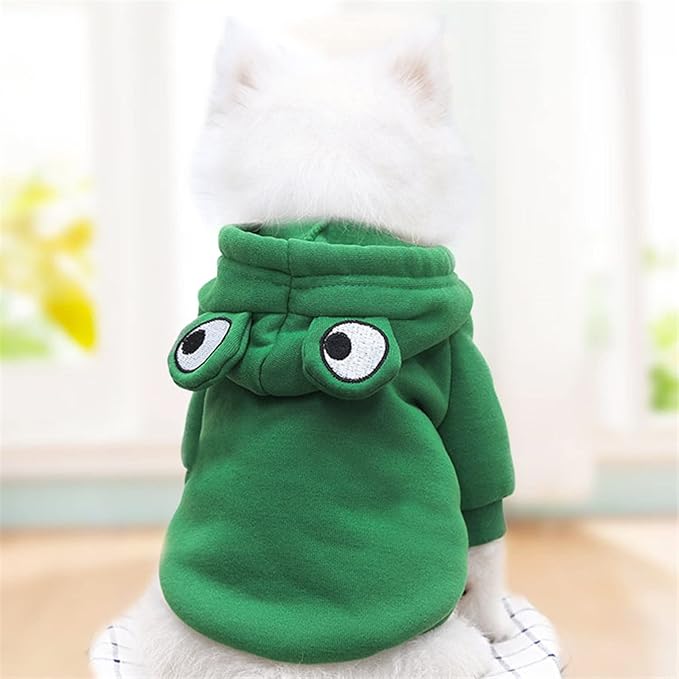 Warm Dog Winter Clothes Cute Fruit Dog Coat Hoodies Fleece Pet Dogs Costume Jacket for French Bulldog Chihuahua Ropa para Perro(Green,XL) - PAWPICO