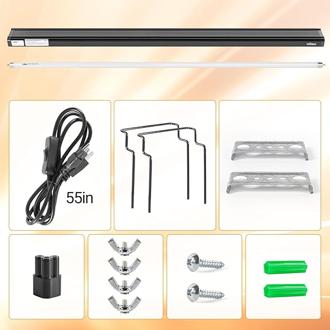 Oiibo T5 HO Reptile Light Fixture UVB Lighting Combo Kit, Reptiles Terrarium Lamp Hood Light Fixture Include UVB 10.0 Desert Reptile Light for Bearded Dragon Gecko Lizard (54W) OIIBO