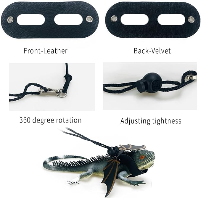 Bearded Dragon Lizard Backpack Carrier with Harness and Leash Set, Small Animal Carrier Backpack, Space Capsule Bubble Window Carrier Backpack, Small Pet Carrier Backpack, Airline Approved (Black) UOOPET