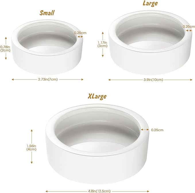 Reptile Food Bowl Dish - Worm Dish Reptile Water Bowl Lizard Gecko Ceramic Pet Bowls, Mealworms Dish for Bearded Dragon Chameleon Hermit Crab Dubia Cricket Dish Anti-Escape Mini Reptile Feeder XL(5in) HELIME