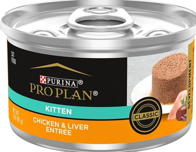 Pro Plan Wet Kitten Cat Food Entree 3 Flavor 6 Can Sampler Bundle: (2) Salmon Ocean Whitefish, (2) Chicken & Liver, and (2) Ocean Whitefish Tuna (3 Ounces) with a Catnip Mouse Toy - PAWPICO