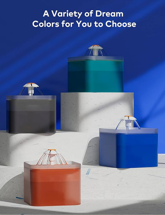 Cat Water Fountain Blue Flower: Cat Fountain Cute - 67oz/2L Small Pet Water Fountain - Water Bubbler for Pets -Pet Water Fountains for Cats Indoor -AONBOY Pet Fountain for Kitten&Kitty& Small Dogs - PAWPICO