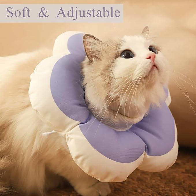 Soft Cat Cone E Collar Adjustable Waterproof Purple Flower Elizabethan Collar Collar Cone for Cats Small Dogs Kitten Puppy After Surgery Prevent Licking(Purple,Small) LAVVICHA