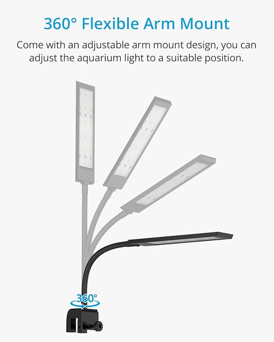 NICREW Fish Tank Clip on Light, Clamp Aquarium Light with White and Blue LEDs, 480LM, 10 Watts NICREW