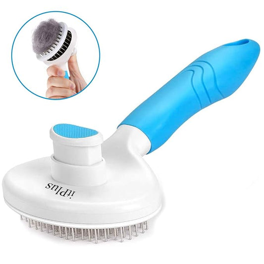 Cat Self Cleaning Slicker Brush, Pets Skin Friendly Cat Brush for Dogs Cats Grooming Brush Tool Easy to Remove Loose Undercoat, Mats Tangled Hair Slicker Massage Cats Dogs Brush - Upgraded - PAWPICO