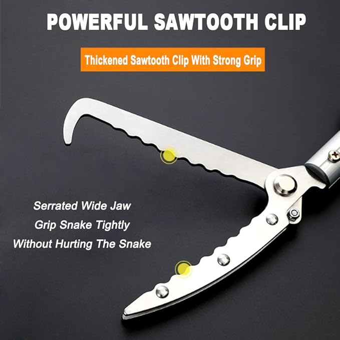 Snake Tong Rattle Snake Reptile Catcher Grabber,with Wide Jaw and Comfortable Grip Handle, Handling Tool Equipped with Snake Hook and Bagging,More Professional PAWPICO