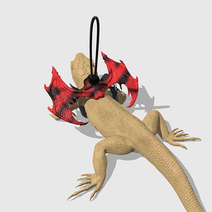 Bearded Dragon Leash and Harness Set, Bearded Dragon Leash with Wings Silicone,Stylish and Colorful Design,Deal for Amphibians and Other Small Pet Animals (Black-red Gradient) Enrichoice
