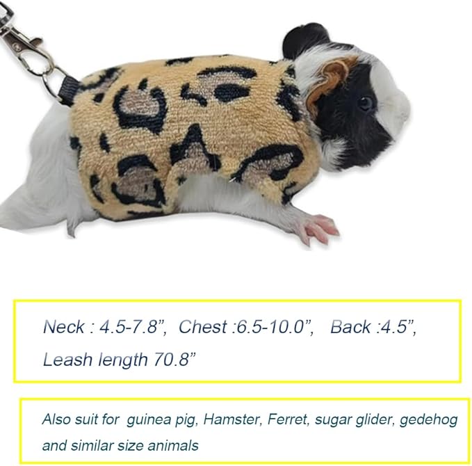 Lizard Clothes with Leash for Real Lizard,Bearded Dragon Harness and Leash Set,Leopard Gecko Costume,Reptile Hoodies Apparel for Skin Protection (Leopard) Anelekor