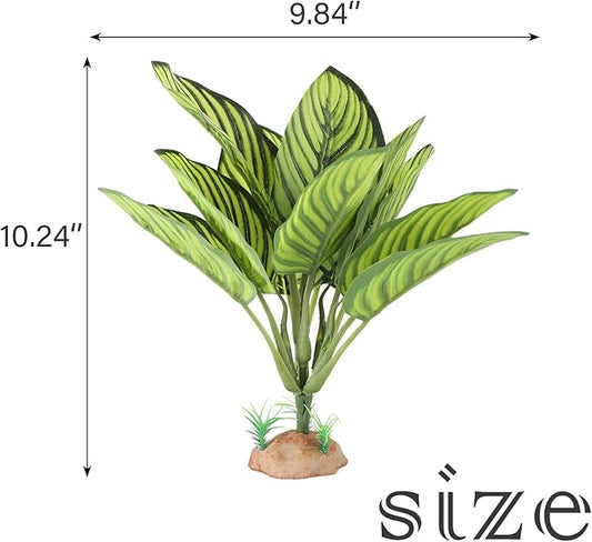 Terrarium Plants for Reptile Terrarium, Reptile Plants Tortoise Habitat Accessories, Artificial Spider Plant for Gecko, Ball Python, Tortoise Terrarium Décor - Calathea Makoyana A IBWell