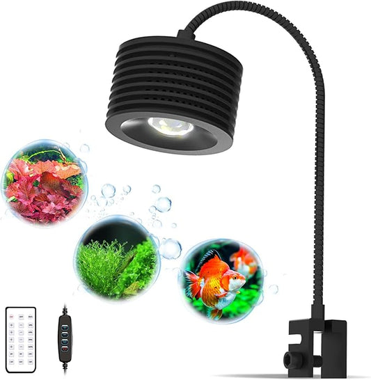 Lominie LED Aquarium Light, Planted Tank Light 4 Channels Remote Control 6500K Aquarium LED Lamp for Freshwater Fish Tank Refugium with Gooseneck (A20 18W Freshwater) Lominie