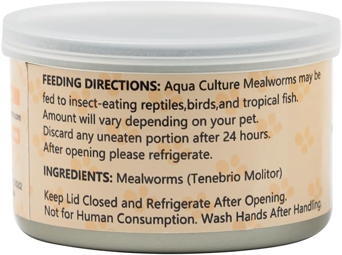 6 Pack Canned Mealworms for Reptiles, Fish, Birds and Small Animals, Meal Worms, Healthy High Protein Treat, Reptile Bird Fish Food 7.2 Ounces Total Jadingfarm