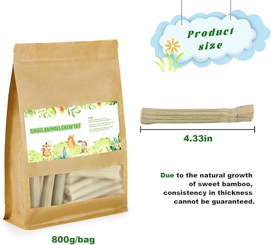 800g/1.76lb Sweet Bamboo Sticks for Rabbits Bunny Chew Toys Molar Treats Snack for Small Animals Hamsters Chinchillas Guinea Pigs Heylcm