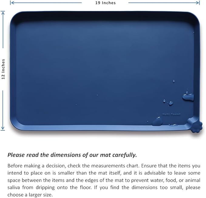 Hoki Found Silicone Pet Food Mats Tray - Non Slip Pet Dog Cat Bowl Mats Placemat - Dog Pet Cat Feeding Mat - Waterproof Dog Cat Food Mats -Pet Water Mats for Carpet -Indigo Ink - PAWPICO