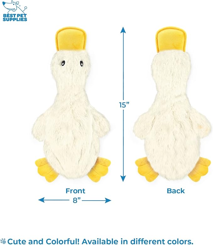Best Pet Supplies Crinkle Dog Toy for Small, Medium, and Large Breeds, Cute No Stuffing Duck with Soft Squeaker, Fun for Indoor Puppies and Senior Pups, Plush No Mess Chew and Play - White - PAWPICO
